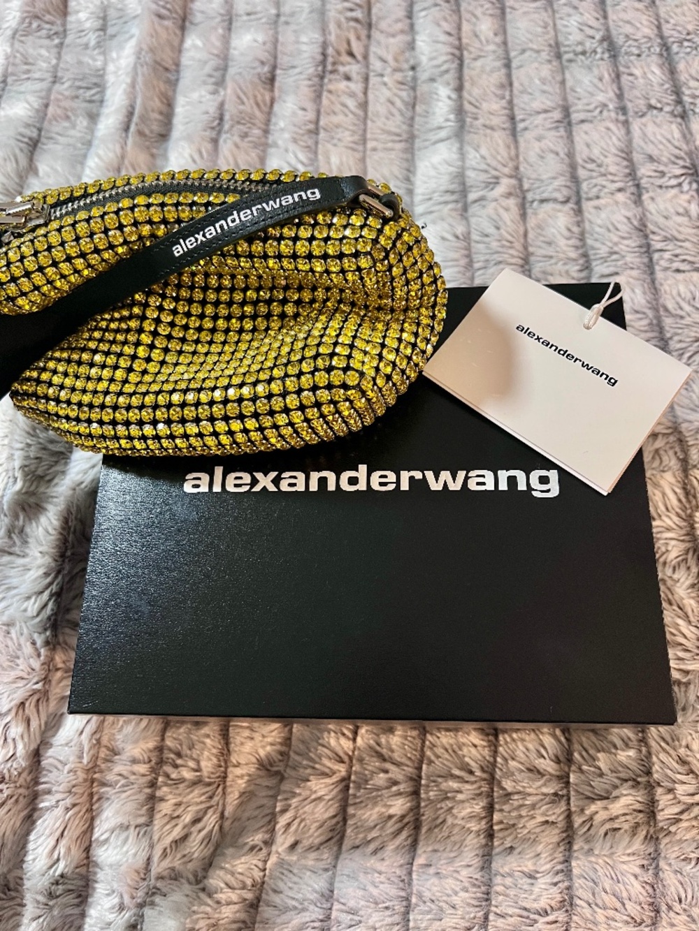 Alexander Wang Heiress Medium Rhinestone Pouch in Lemon